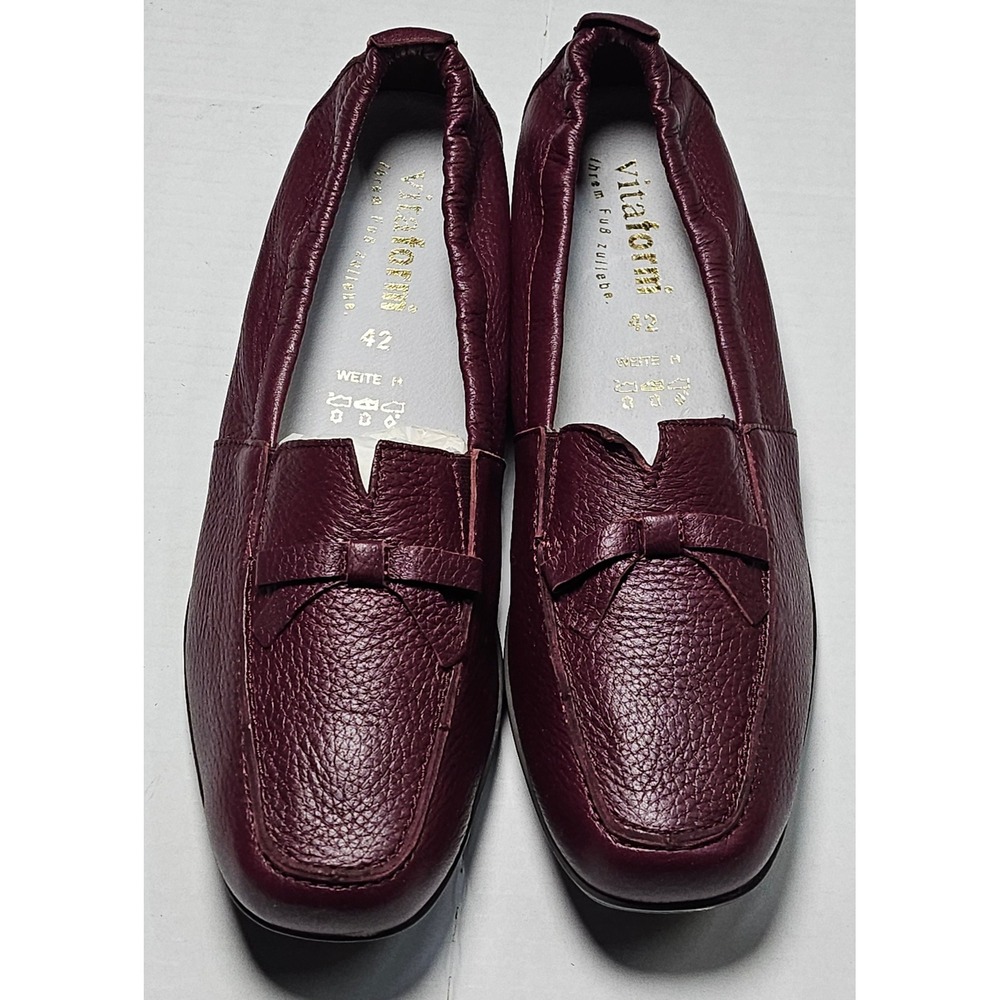 Vitaform Plum Red Leather Loafer Flats Bow Comfort Shoes Womens‎ EU 42/US 12